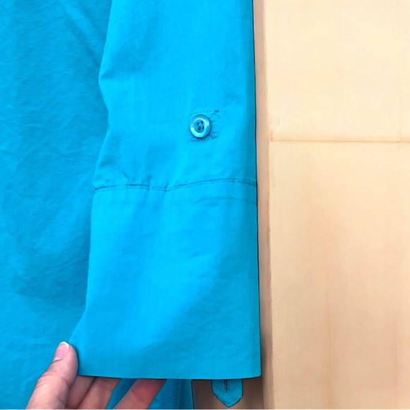 Sharagano Turquoise Shirt Tunic Dress Medium - Picture 8 of 13